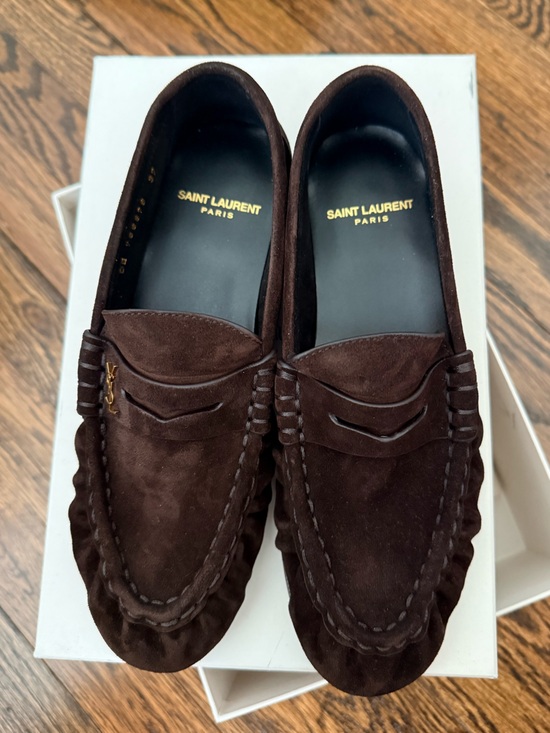 Saint Laurent Shoes - Saint Laurent Suede Loafers in Dark Brown